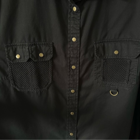 Ralph Lauren Safari Outfitters Black Snap Button Up Shirt Women's 2X Vintage - Picture 5 of 15